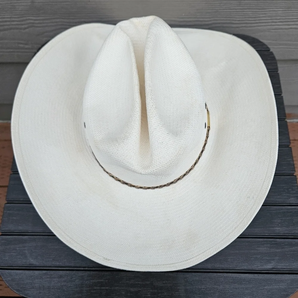 Vtg Stetson 8X Shantung Panama Cowboy Western Rodeo Straw Hat USA Size 6 3/4
